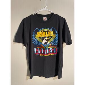 VTG 80’s Harley Davidson‎ Shirt Size L Made In USA Eagle Robison Wings Daytona